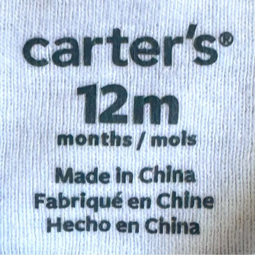 Carter’s Baby Short Sleeve Women With Vision White & Black Onesie. 12 Months.